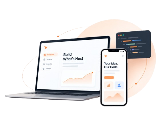 Riverbird web dashboard on laptop and mobile app mockup